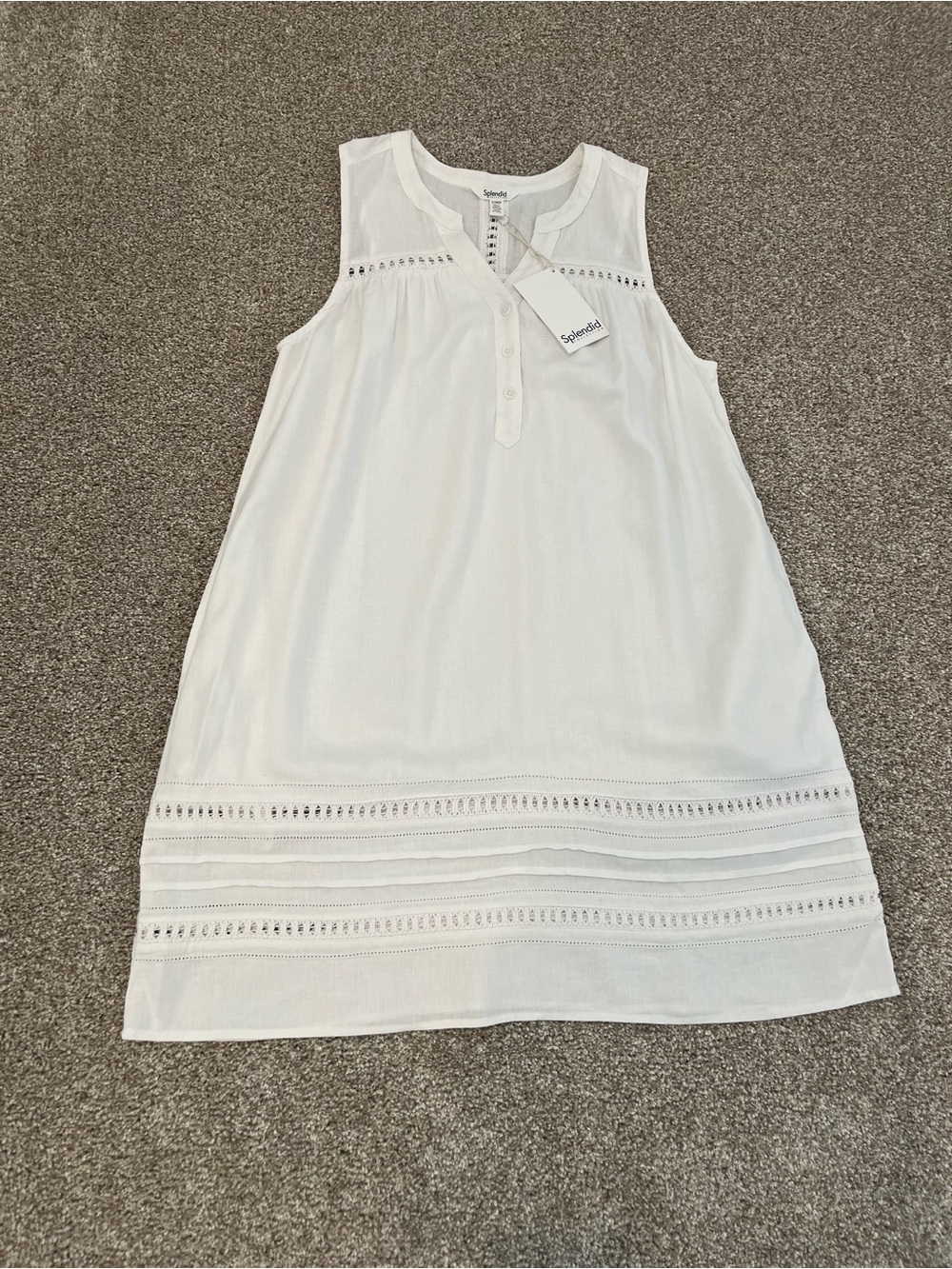 NWT Splendid Women’s White Sleeveless Eyelet Shift Mini Dress